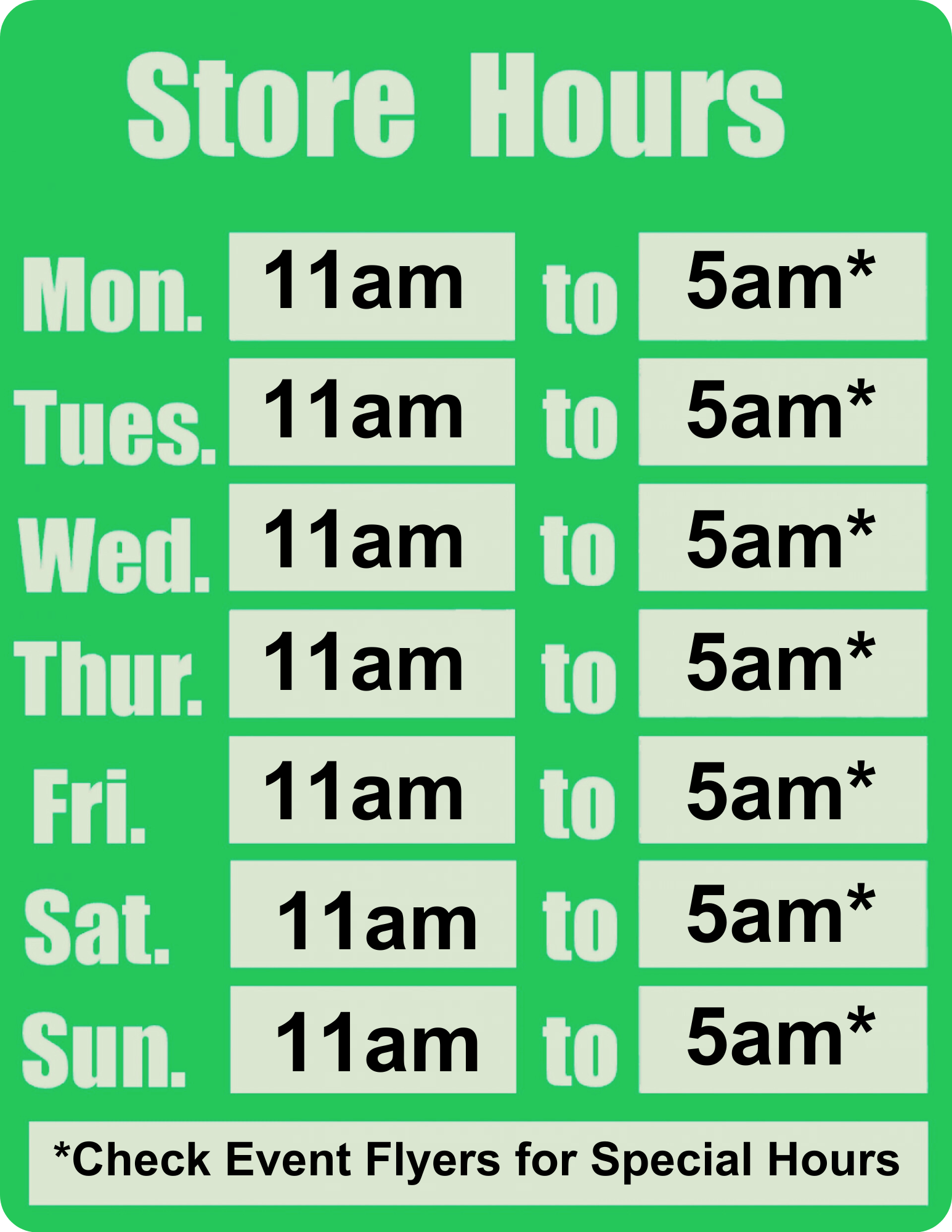 Store hours