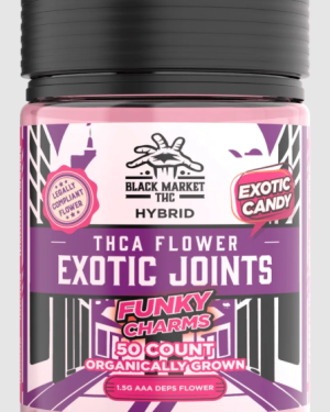 Funky Charms (Hybrid) / Black Market THC – THCA – EXOTIC JOINTS-Premium Organically Grown Flower Joints (Exotic Candy) (1ct -1.5g Preroll)