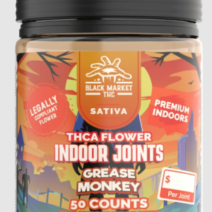 Grease Monkey (Sativa) / Black Market THC - THCA Premium Organically Grown Flower Joints (1ct -1.5g Preroll)
