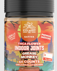 Grease Monkey (Sativa) / Black Market THC – THCA Premium Organically Grown Flower Joints (1ct -1.5g Preroll)