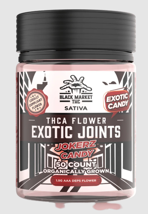 JOKERZ CANDY  (Sativa) / Black Market THC – THCA – EXOTIC JOINTS-Premium Organically Grown Flower Joints (Exotic Candy) (1ct -1.5g Preroll)