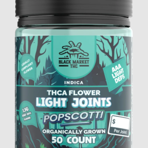 POPSCOTTI (Indica) / Black Market THC - THCA LIGHT JOINTS- Organically Grown Flower Joints (AAA LIGHT DEPS) (1ct -1.5g Preroll)