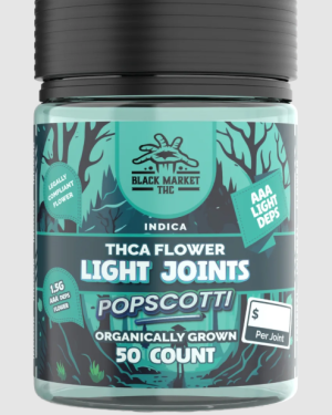 POPSCOTTI (Indica) / Black Market THC – THCA LIGHT JOINTS- Organically Grown Flower Joints (AAA LIGHT DEPS) (1ct -1.5g Preroll)