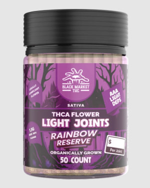 Rainbow Reserve (Sativa) / Black Market THC – THCA LIGHT JOINTS- Organically Grown Flower Joints (AAA LIGHT DEPS) (1ct -1.5g Preroll)