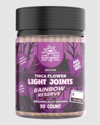 Rainbow Reserve (Sativa) / Black Market THC – THCA LIGHT JOINTS- Organically Grown Flower Joints (AAA LIGHT DEPS) (1ct -1.5g Preroll)